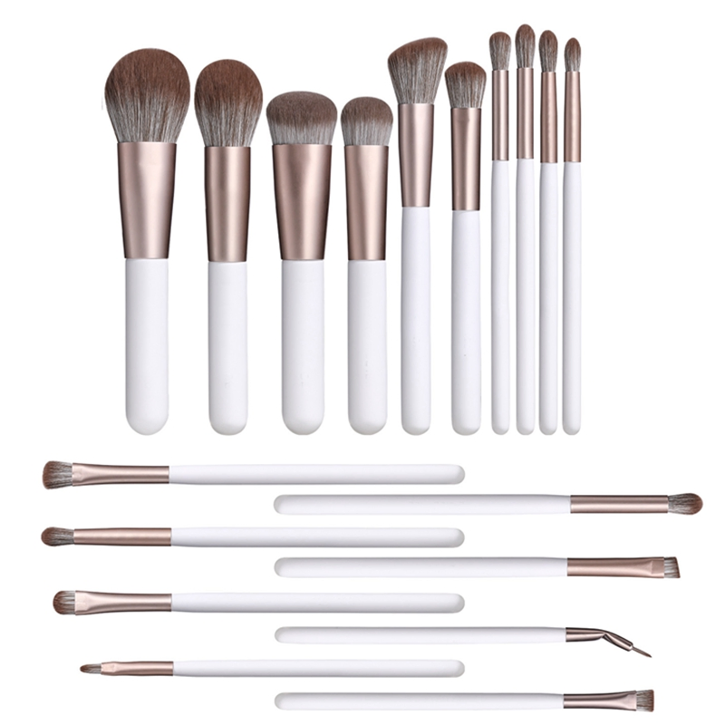 18PCS Maquillaje Custom Logo White Luxury Wooden Handle Special Design Cosmetic Eyebrow Cheap Price Super Soft Makeup Brush Set