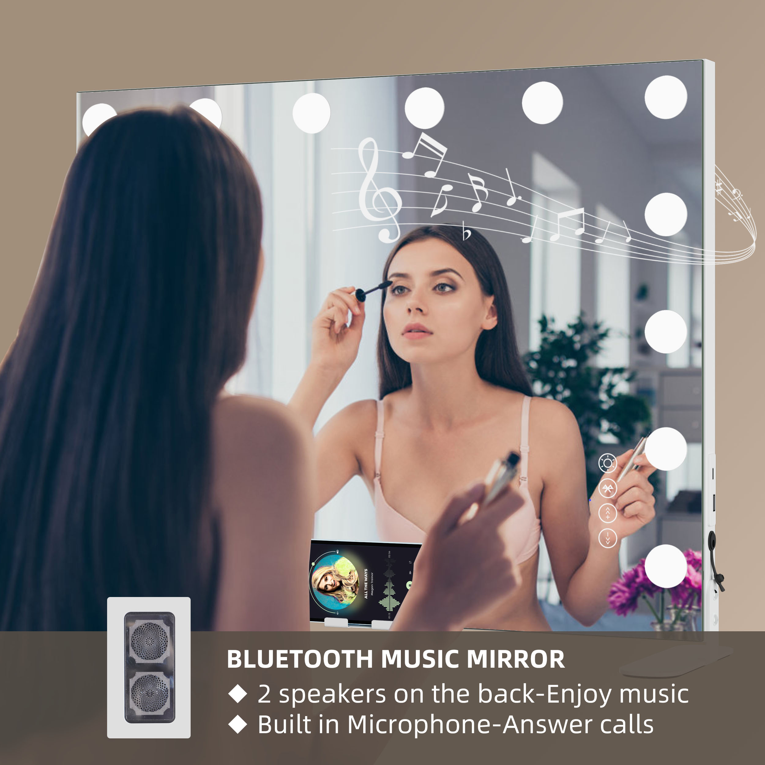 Wholesale Cosmetic 3 Colors Lighting Modes Type C Large 58x46cm Makeup Adjustable Brightness 14 G35 Bulbs With LED Vanity Mirror