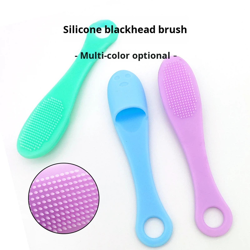 Custom Logo Exfoliating Lip Brush Nose Cleaning Brush Double Side Soft Silicone Lip Scrub Tool &amp; Nose Blackhead Remove Brush
