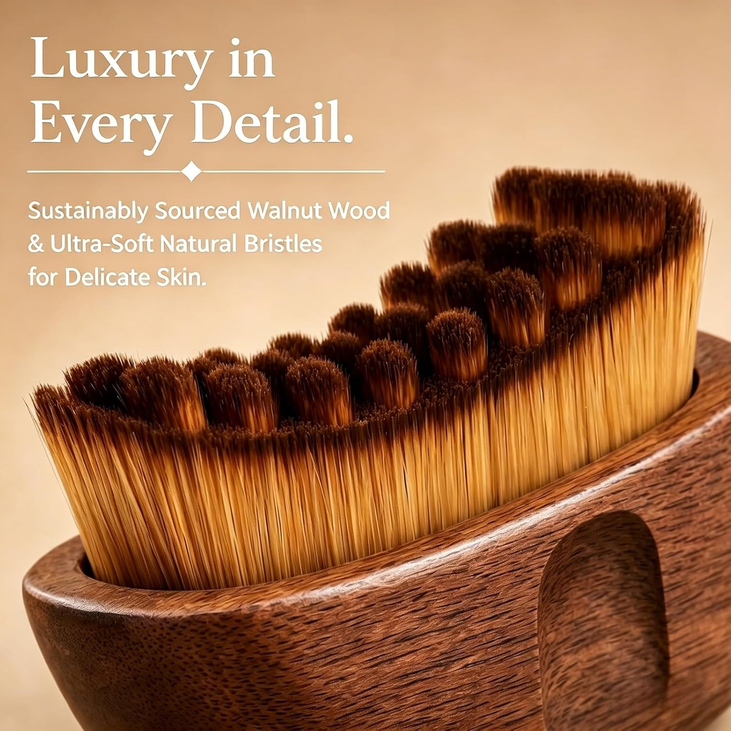 Lymphatic Contour Face Brush for Drainage Wooden Handle Natural Soft Bristles for Dry Brushing Vintage Double-Opening Gift Box