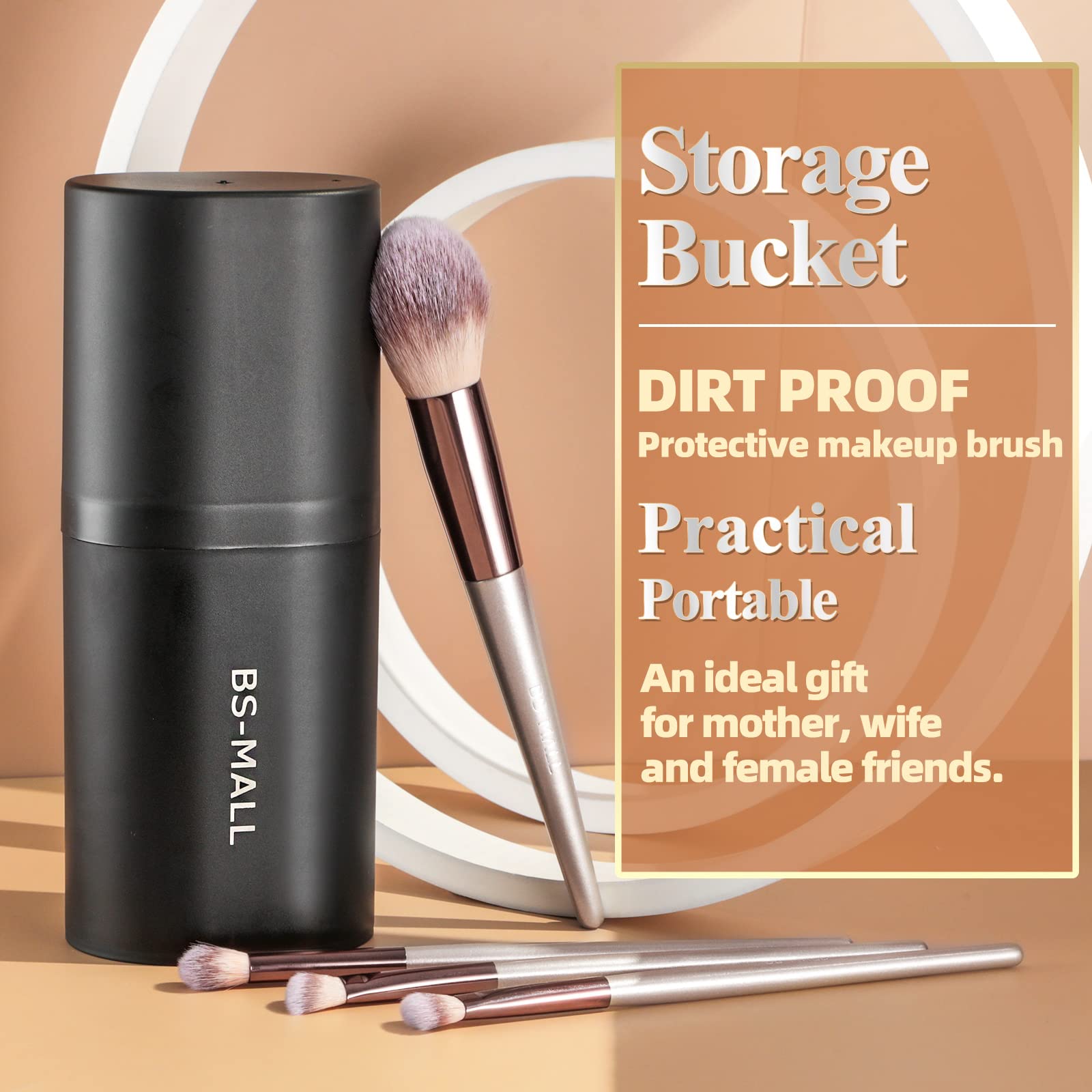 Premium Customizable Makeup Brush Set with Foundation Powder Concealer Eye Shadows &amp; Blush Includes Black Case