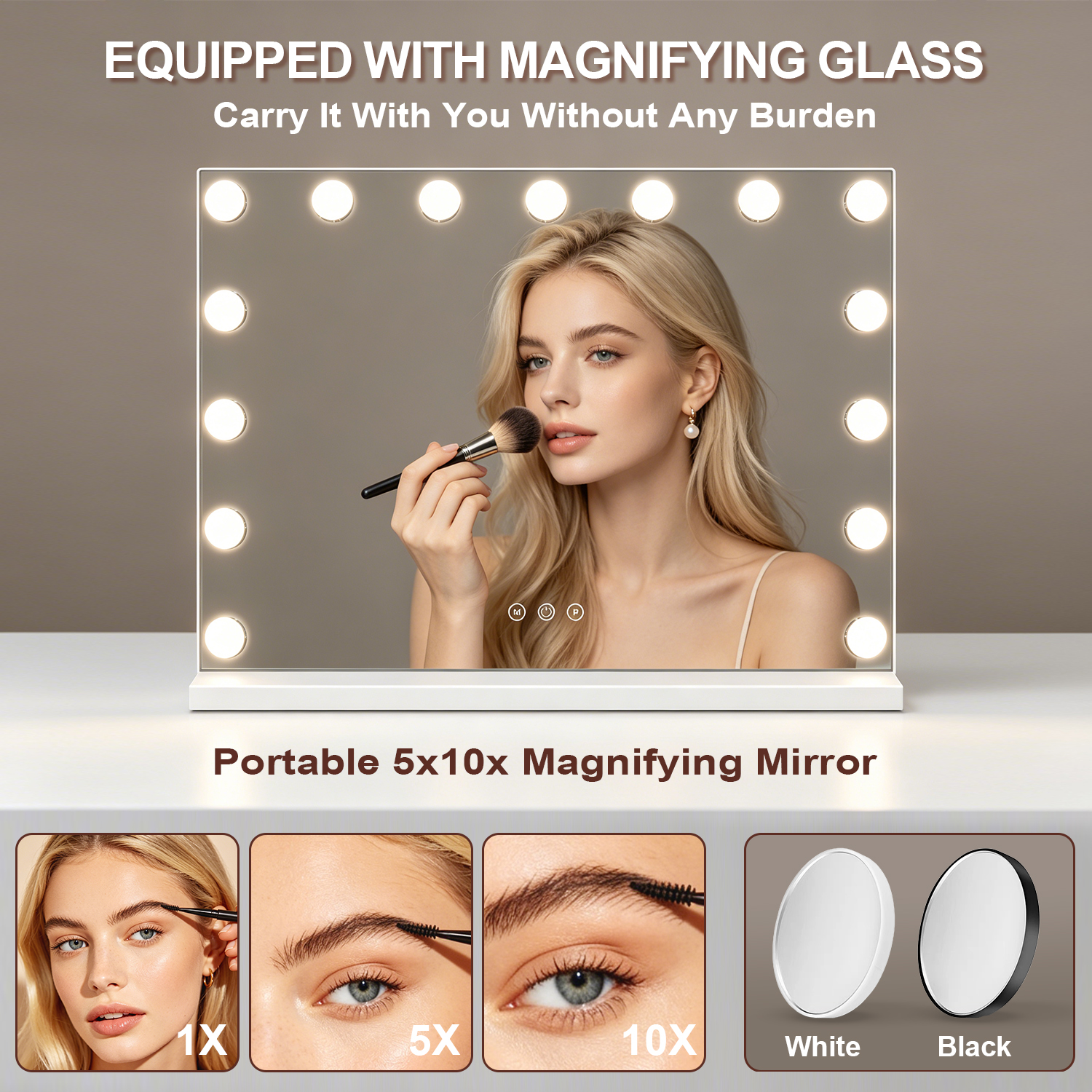 Hollywood Style LED Vanity Mirror with Lights Bluetooth Speaker Makeup Mirror Desktop Custom Logo OEM ODM for Dressing Table