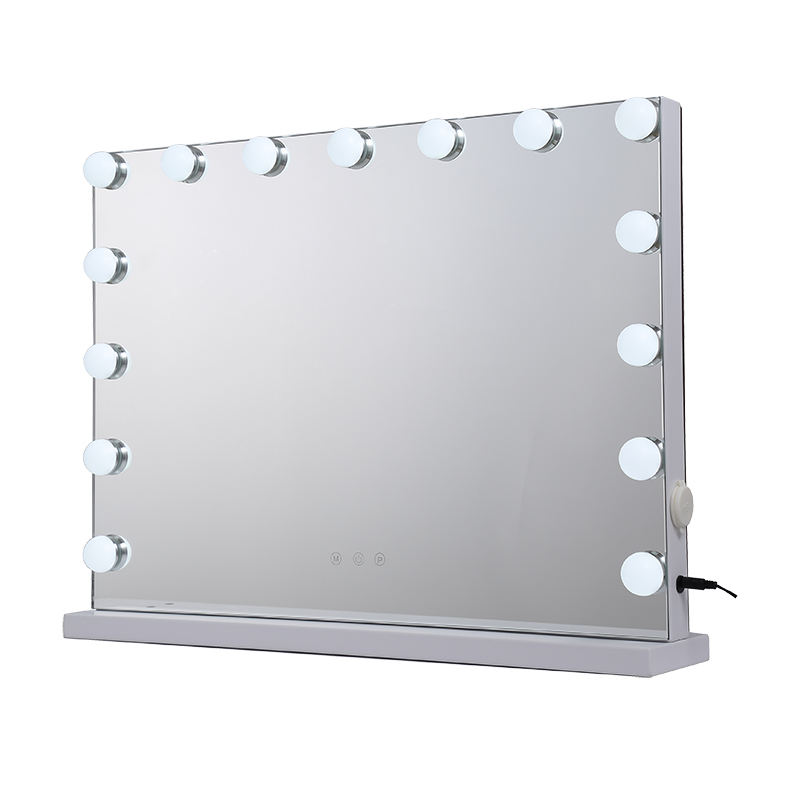 Wholesale Dimmable LED Bulbs Rectangular Makeup Vanity Mirror 58x46cm Single-Sided Lighted Magnifying Feature 15 Colors