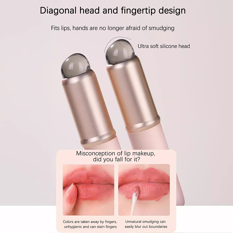 Silicone Lip Brush Mini Round Head Concealer Lip Smudge Brush Portable with Cover Professional Makeup Brush