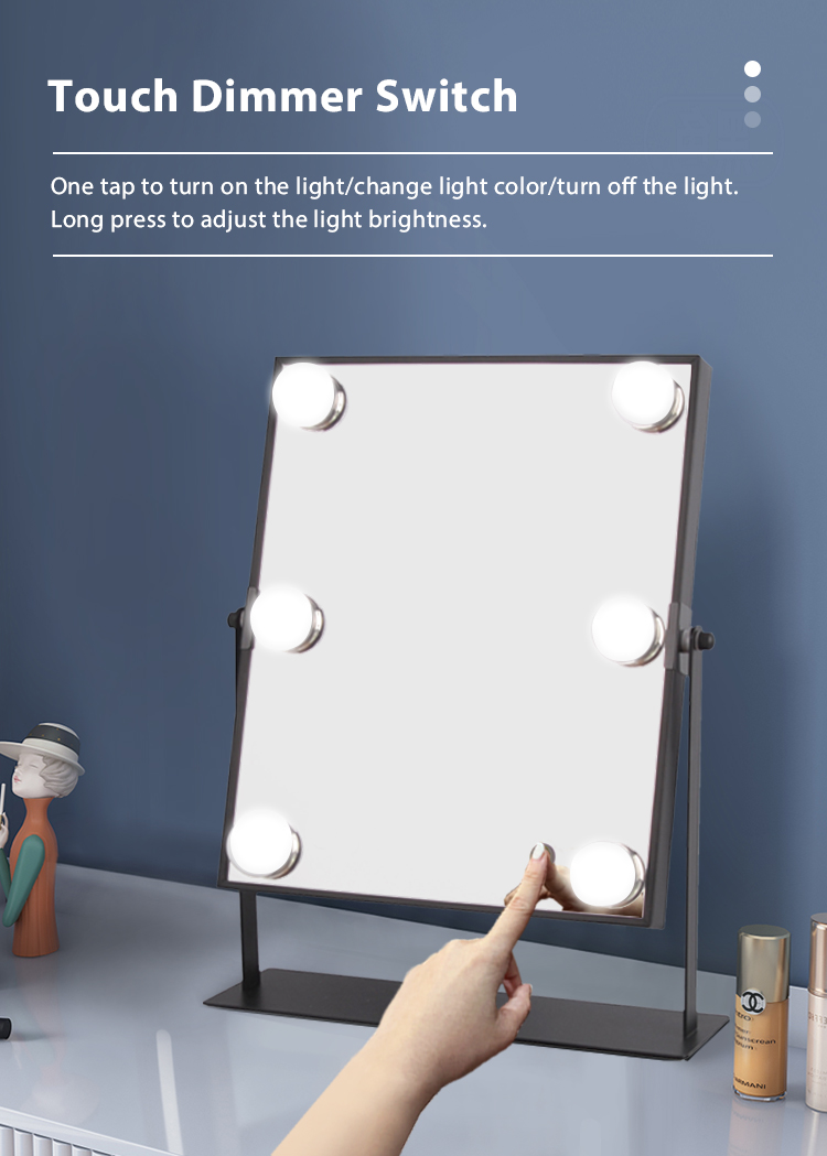 Wholesale LED Hollywood Desktop Vanity Mirror with Dimmable Bulbs Illuminated Makeup Mirror for Women Home Studio OEM
