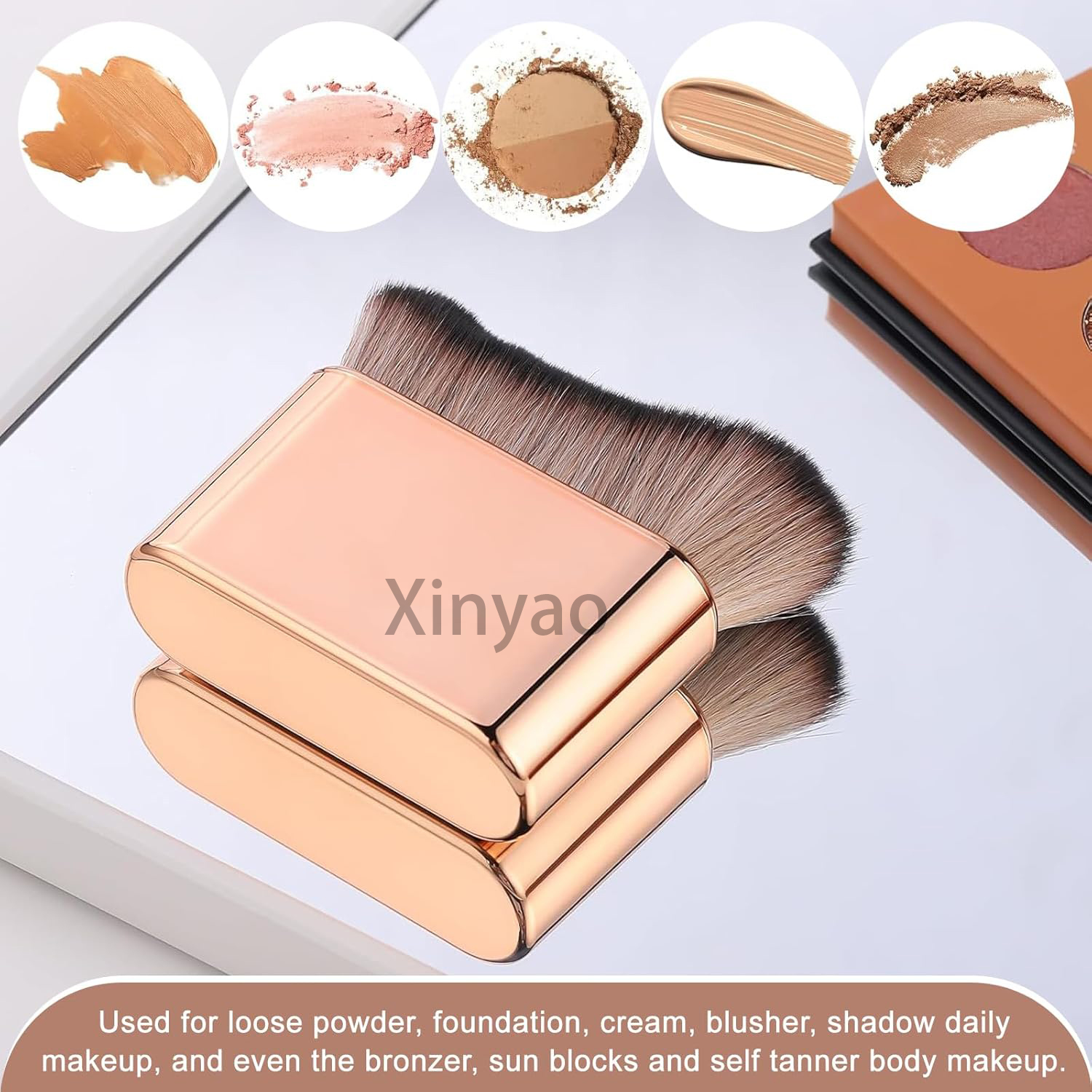 Custom Logo High Quality ABS Kabuki Foundation Self Tan Brush Body Hairbrush Multiuse Sunscreen Tanning Mousse Wet Dry Use