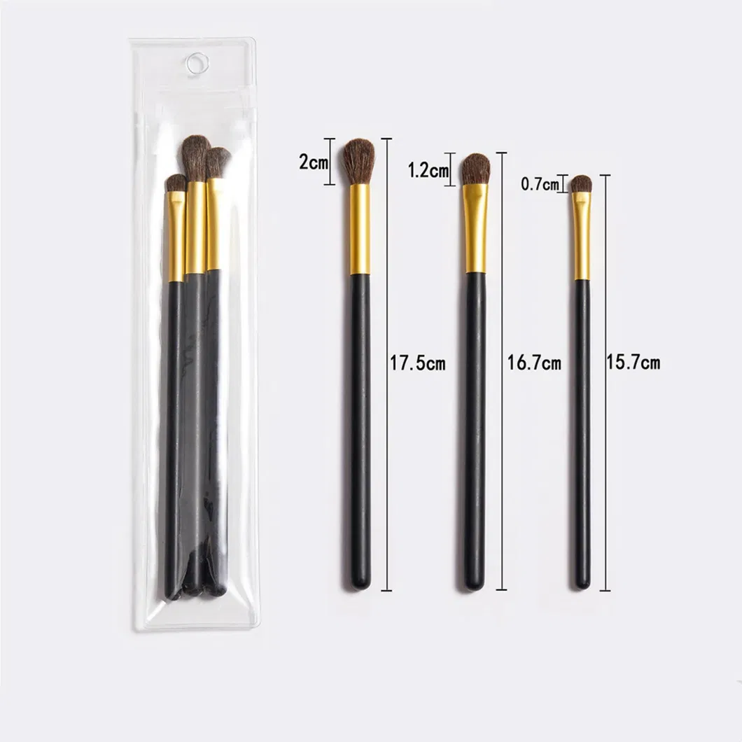 3PCS Horse Pony Hair Eyeshadow Brush Basic Foundation Animal Hair Makeup Brush