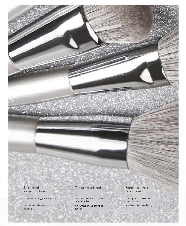 Beautichen 11PCS Silver Era Makeup Brushes Set - Face &amp; Eye Brush Powder Blush Highlighter Foundation Cosmetic Tools Bulk OEM