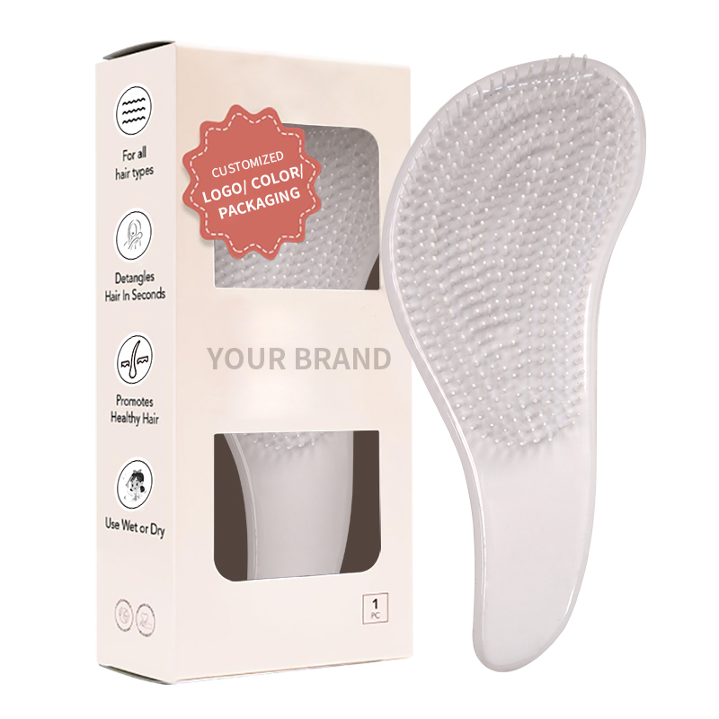 Custom Logo Detangling Hair Brush OEM TPEE Bristle Electroplating Water Transfer Printing Hair Brush Private Label Wholesale