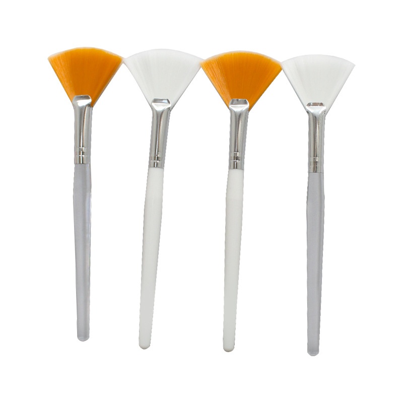 Nylon Plastic Handle Fan Brush &amp; Flat Brush AHA Face Cosmetic Makeup Mask &amp; Essence Brushes In Single Bag Wholesale