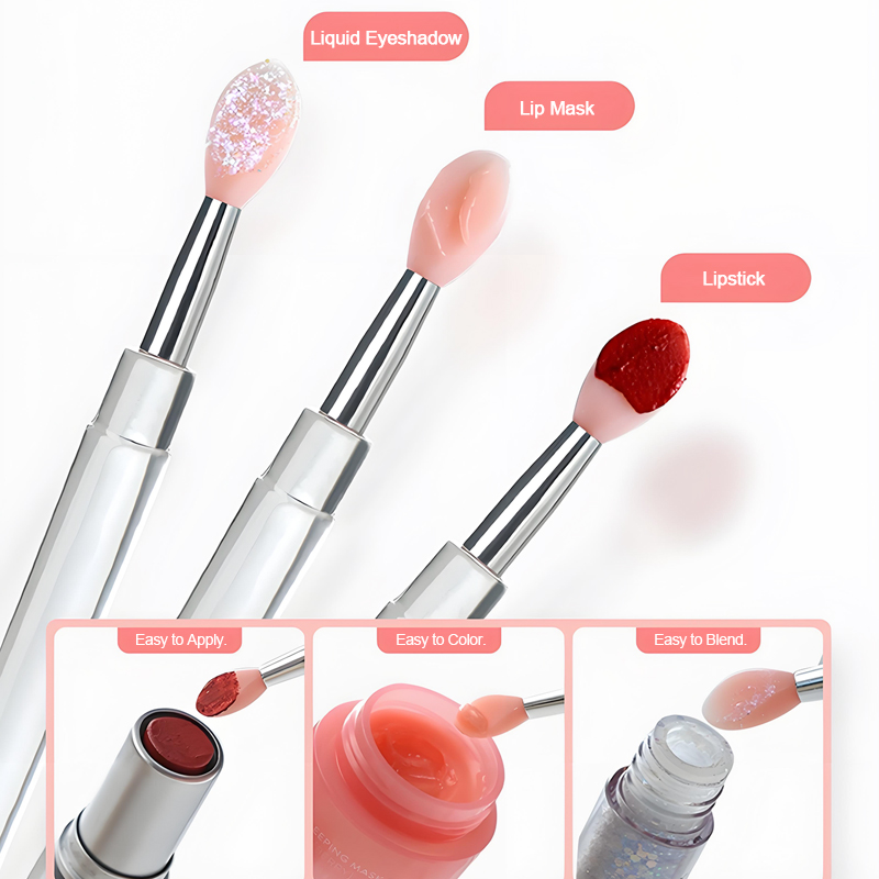 1/2 Pcs Reusable Silicone Lip Brush with Cap, Portable Lip Gloss &amp; Lip Mask Applicator, Dual-Ended Makeup Brush for Lips