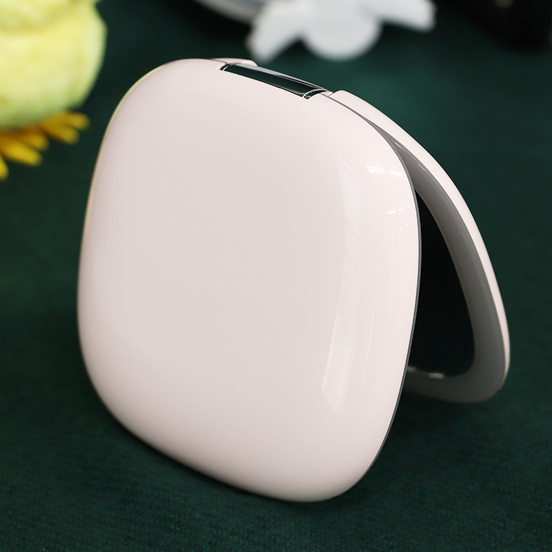 LED Compact Mirror Rechargeable 1X/10X Magnification Dimmable Travel Makeup Mirror Handbag Handheld Double Sided Mirror