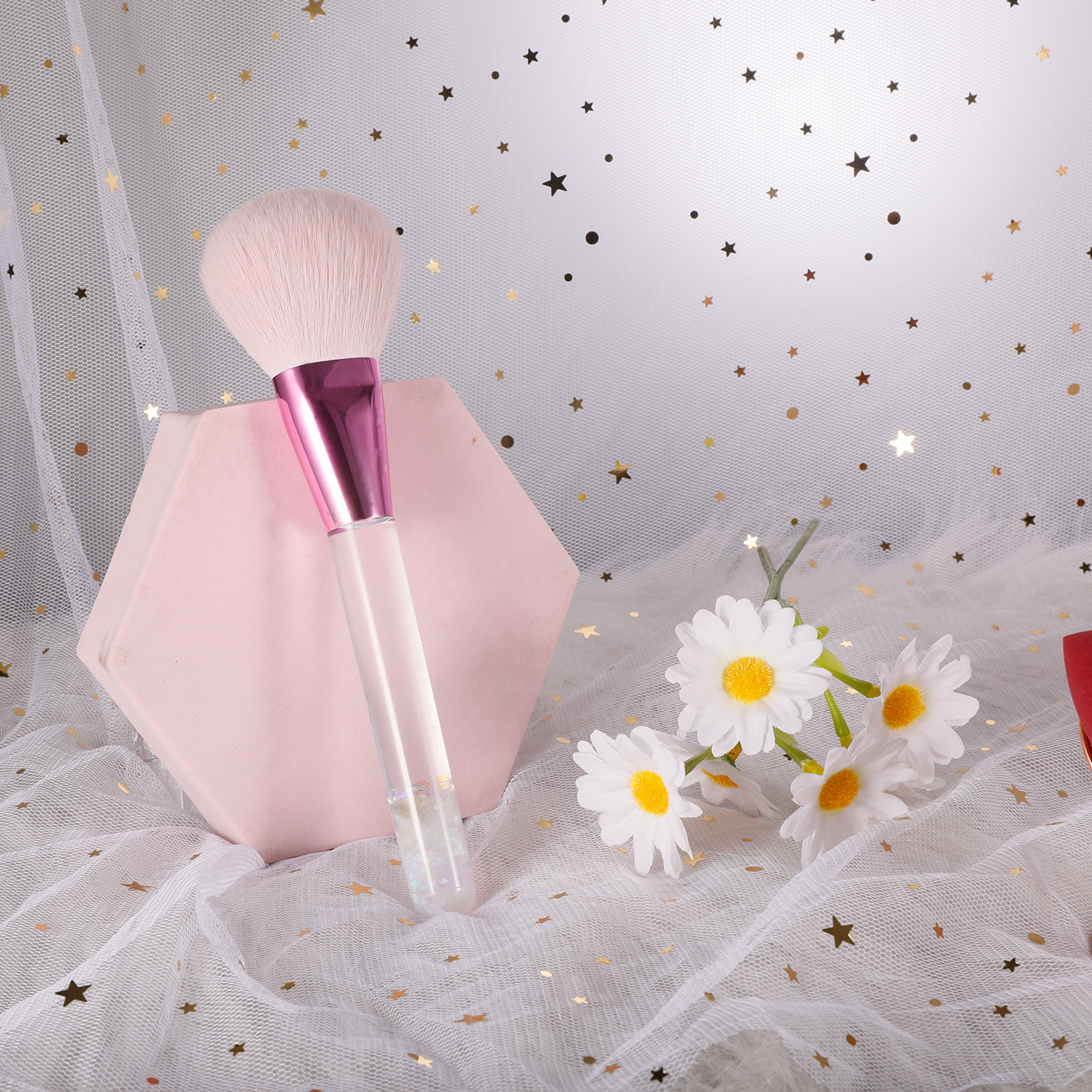 High Quality Professional Synthetic Hair Plastic Handle Purple Blusher Concealer Lip Balm Makeup Brush Christmas Valentine's Day