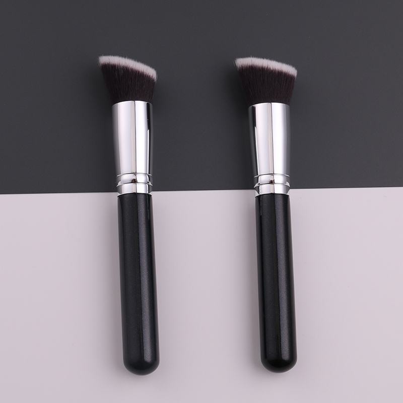 IPRESTA Supply Private Label Wood Handle Synthetic Hair Flat Foundation Kabuki Brush for Face