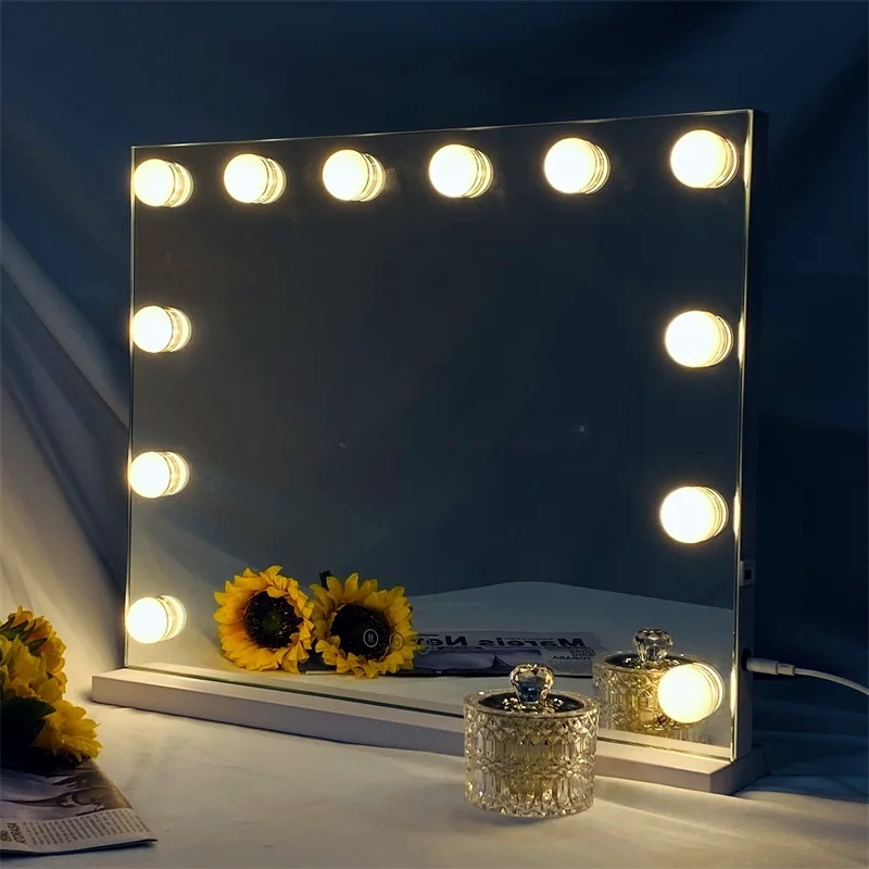 Hollywood Makeup Lighted Mirror Dimmable Led 15 Bulbs for Dressing Room Tabletop Mirror for Cosmetic