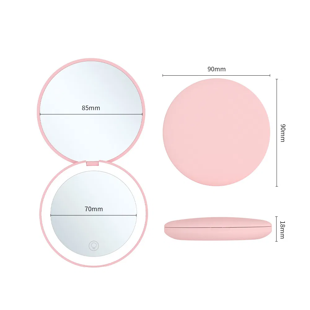 Double Sided LED Light Travel Makeup Portable Mirror