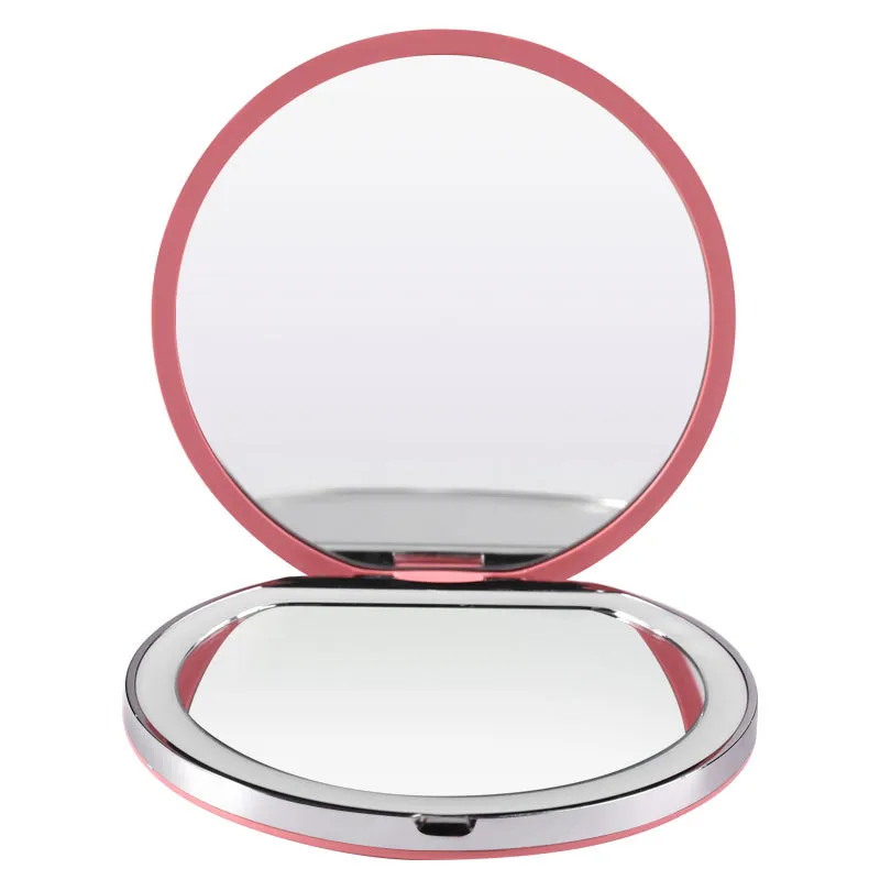 Travel Portable Folding Makeup Mirror with LED Light Zoom in