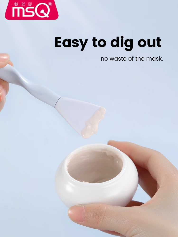 MSQ Blue 2-in-1 Flat Synthetic Hair Foundation &amp; Concealer Face Makeup Brush Thickened Aluminum Ferrule Plastic Handle