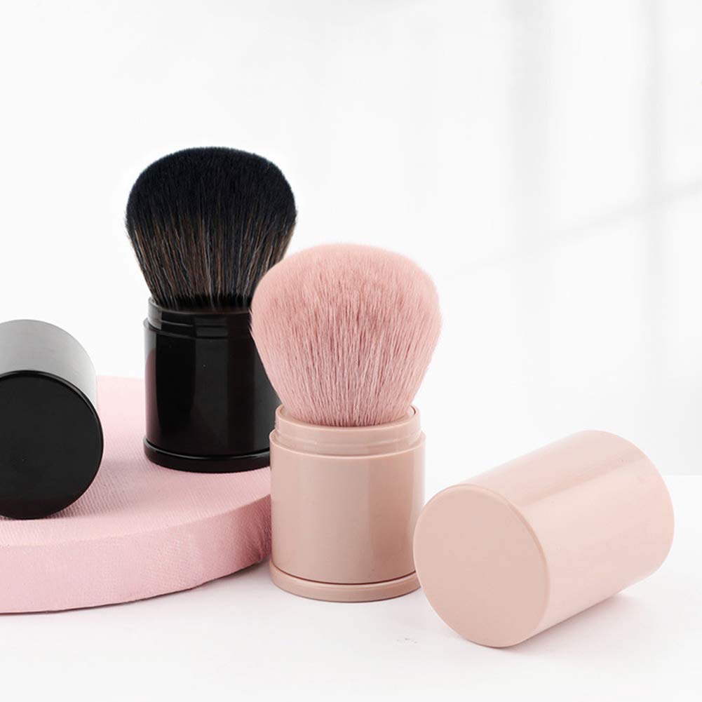 China Factory Pink Travel Blush Brushes Kabuki Foundation Brush Portable Face Powder Brush with Cover