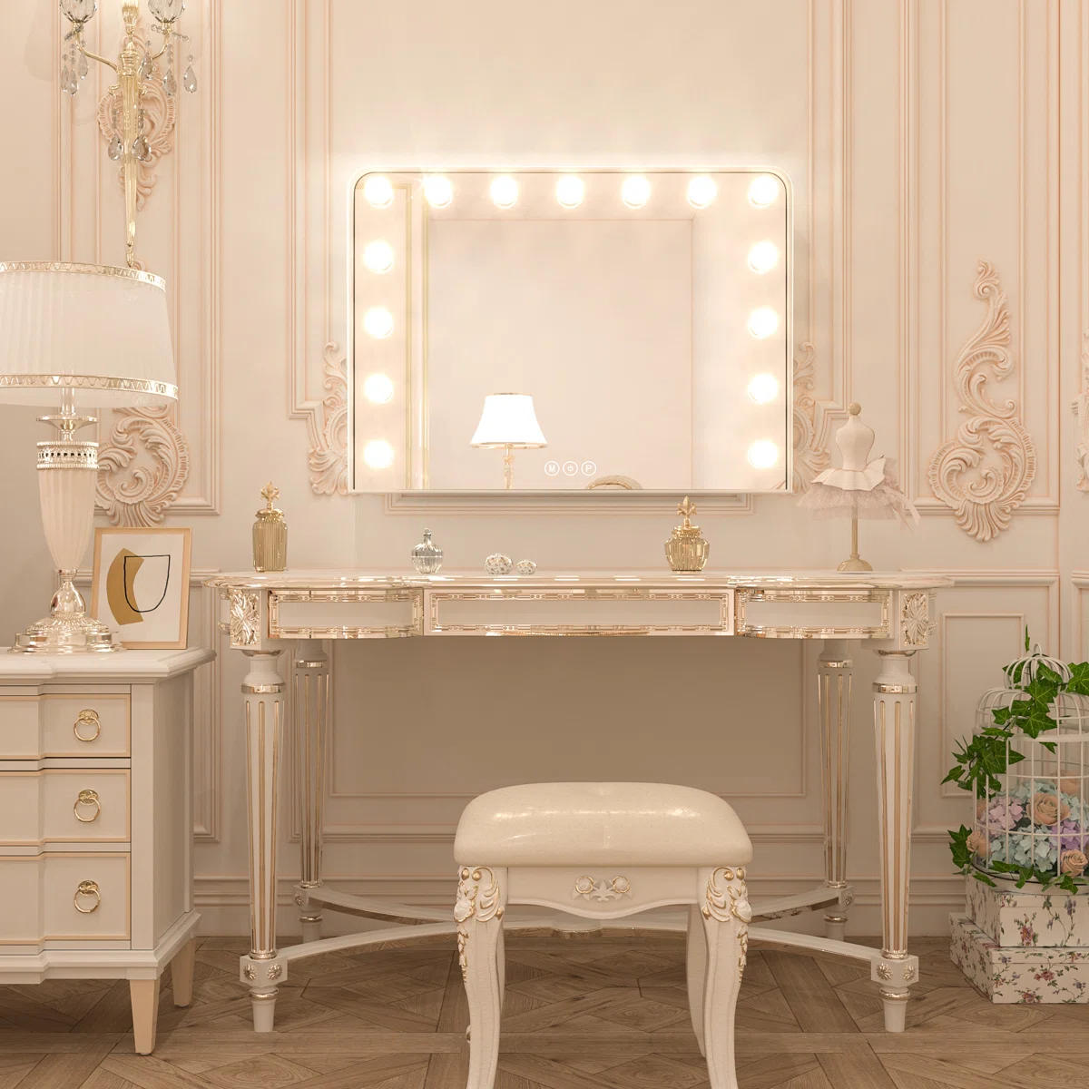 LED Lighted for Hollywood Makeup Vanity Mirror Luxury Bathroom Vanity Mirror with Adjustable Dimmable Memory Function for
