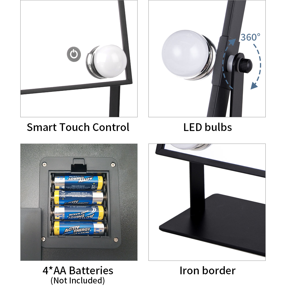 Wholesale LED Hollywood Desktop Vanity Mirror with Dimmable Bulbs Illuminated Makeup Mirror for Women Home Studio OEM