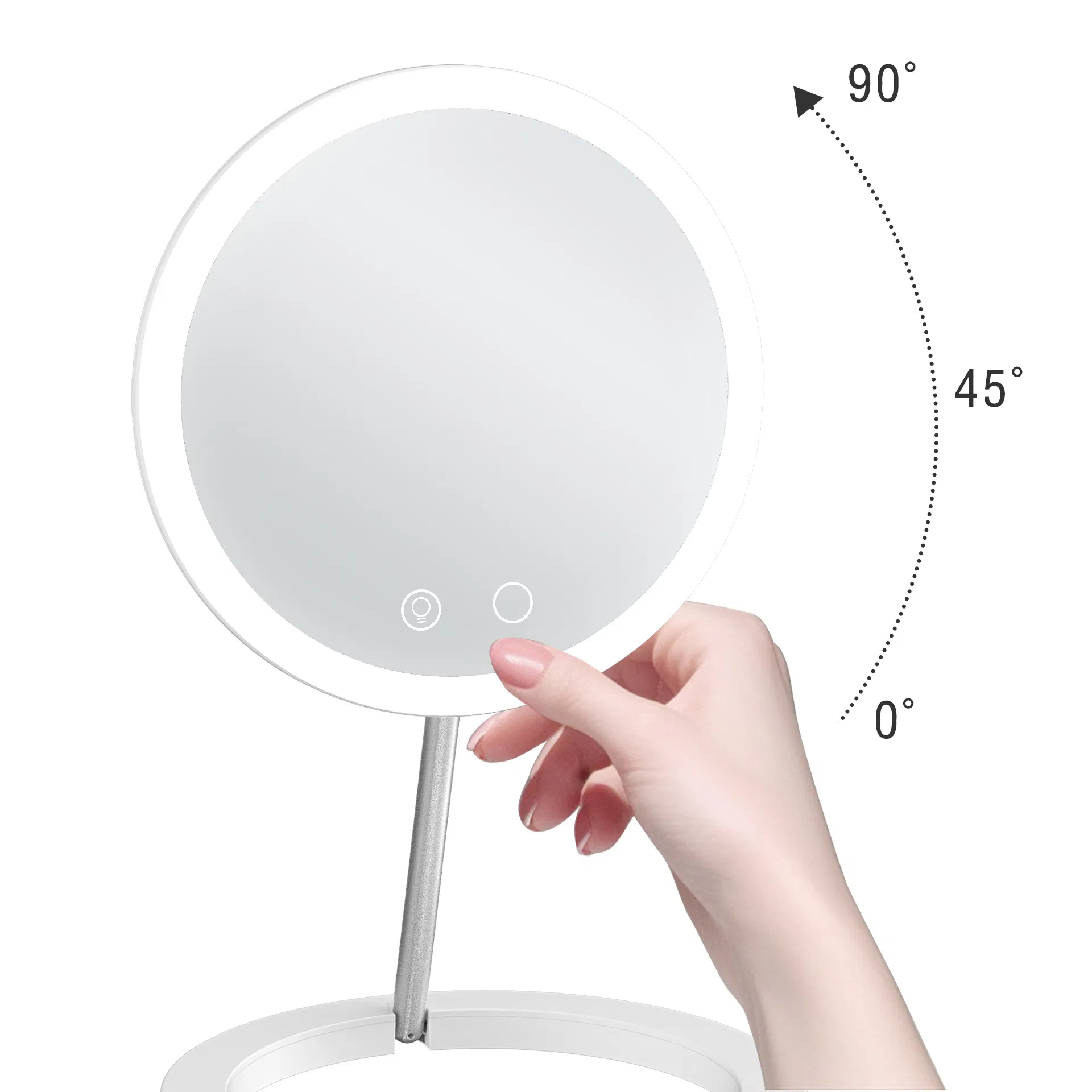 Hot-Sell Rotatable Foldable Travel LED Makeup Mirror - 3-Color Stepless Dimming, Magnetic Attachment, USB Rechargeable