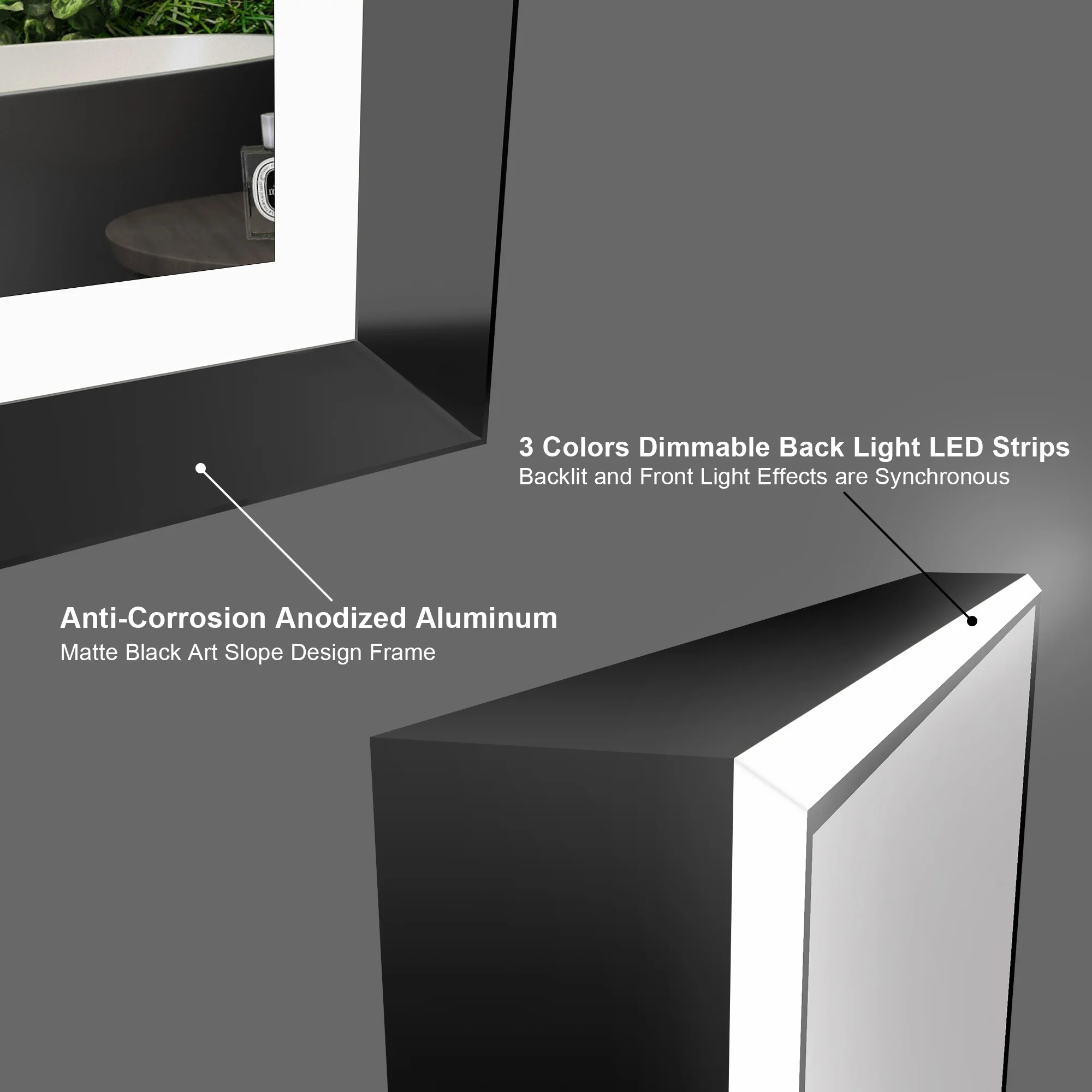 Slim Black Aluminum Frame Full Length Lighted Makeup Mirror Professional Floor Standing LED Bulb Vanity Mirror for Dressing Room