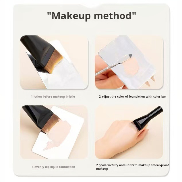 New Ultra-Thin Curved Flat-Top Liquid Foundation Brush for Beginners | Concealer &amp; Foundation 2-in-1 Applicator
