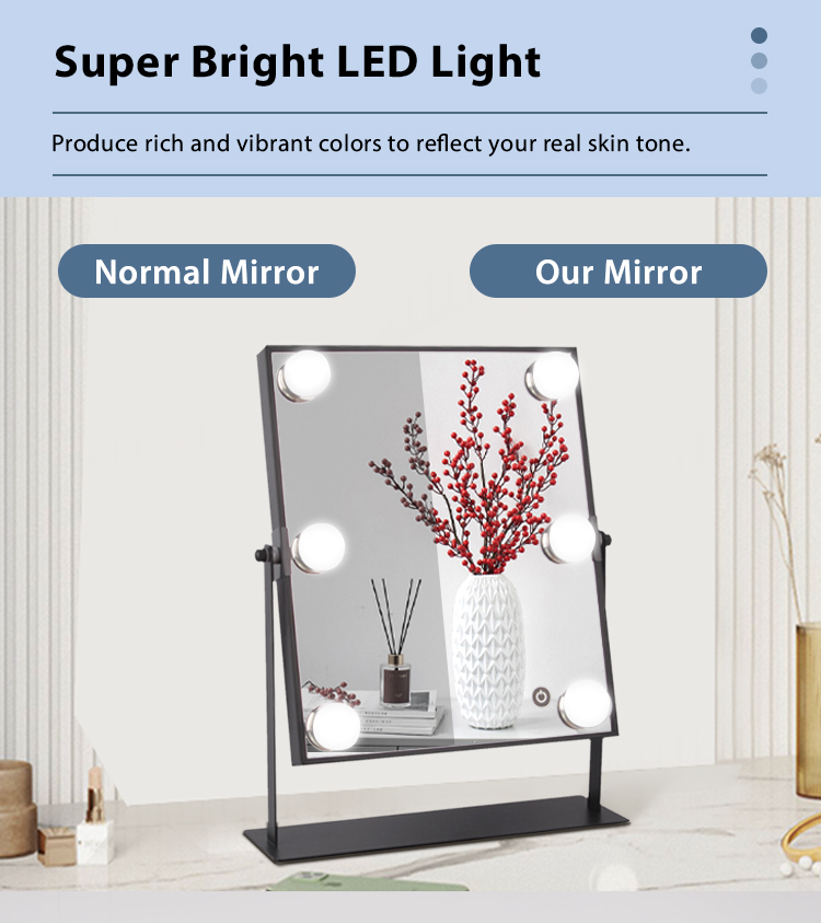 Wholesale LED Hollywood Desktop Vanity Mirror with Dimmable Bulbs Illuminated Makeup Mirror for Women Home Studio OEM