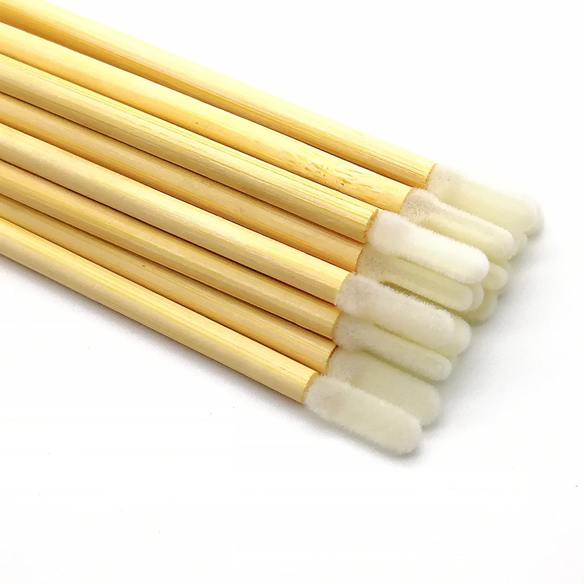Biodegradable Single Mini Lip Liner Stick Applicator White Disposable Bamboo Handle Makeup Lip Brush for Makeup