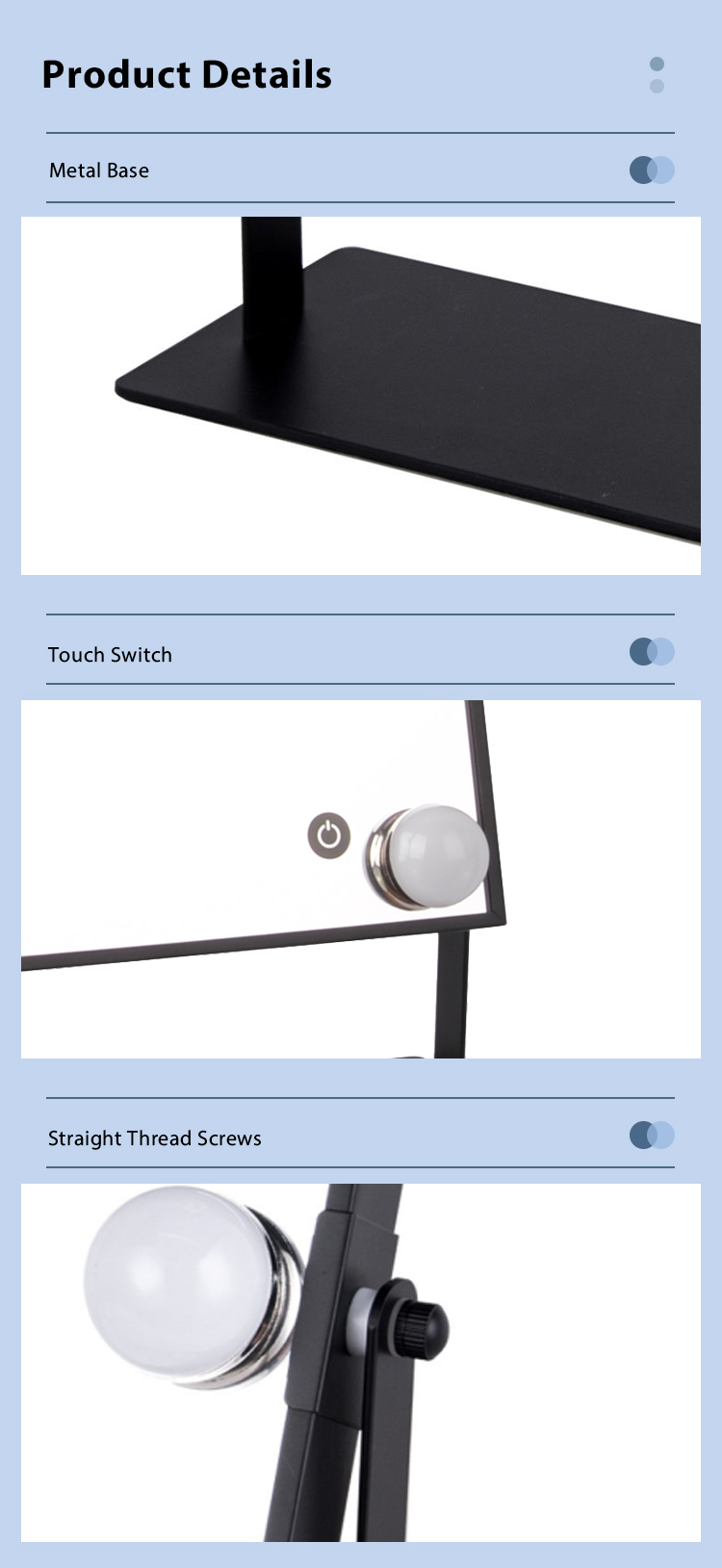 Wholesale LED Hollywood Desktop Vanity Mirror with Dimmable Bulbs Illuminated Makeup Mirror for Women Home Studio OEM