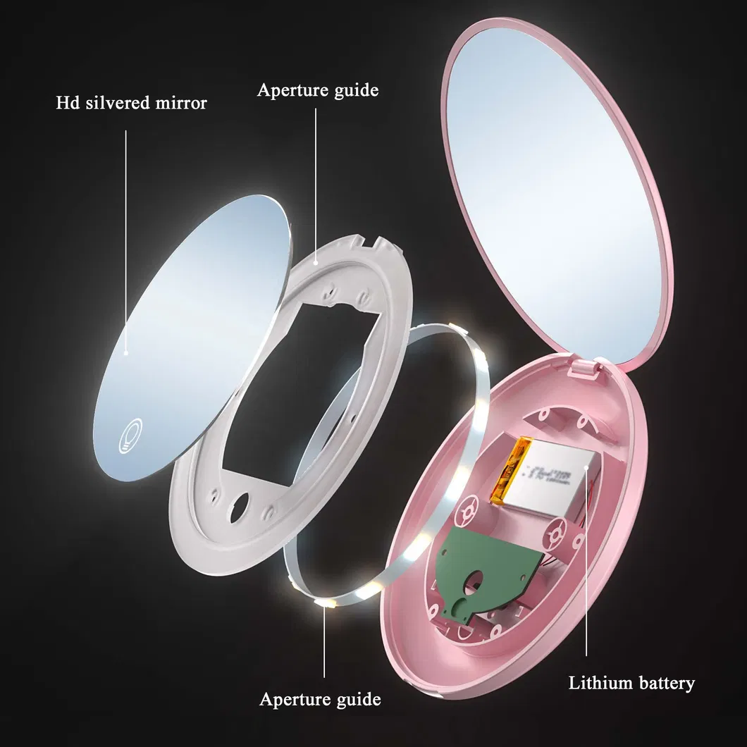 Travel Collapsible LED Light USB Charging Portable Touch Screen Makeup Mirror