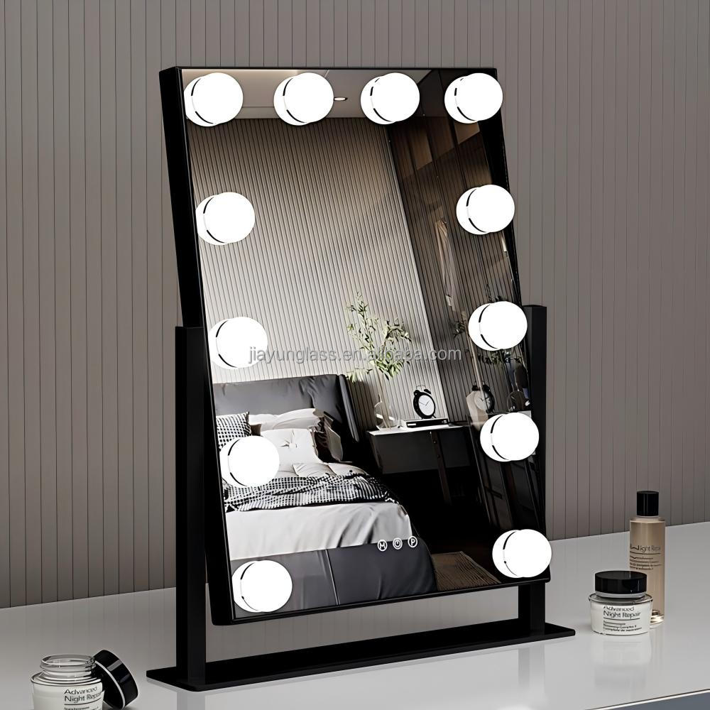 Desktop hollywood Style Smart Touch Screen Makeup Mirror 9 Bulbs Vanity Mirror with Light Bulbs 12 Lights
