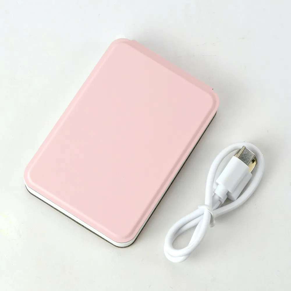 Custom PU Smart LED Vanity Rechargeable Foldable Portable Travel Cosmetic Makeup Compact Mirror
