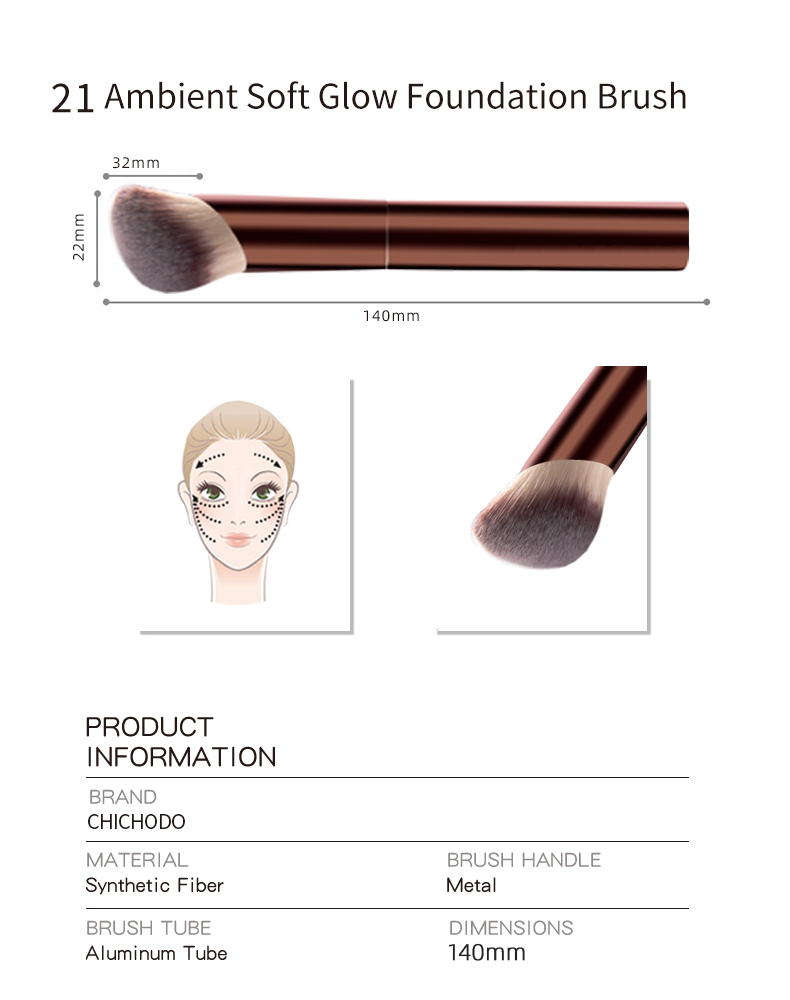 HG Long Handle Makeup Brush for Foundation High Density Synthetic Bristles Easy to Clean