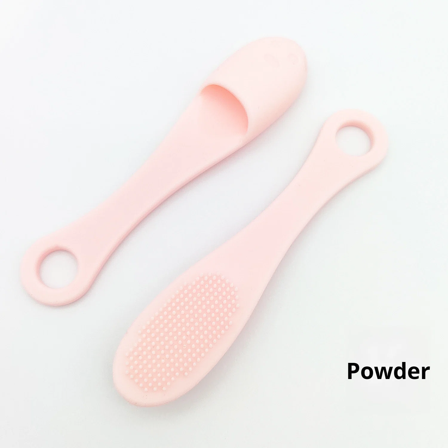 Wholesale Flat Silicone Blusher Brush with Plastic Handle for Face Makeup and Pore Cleansing Exfoliation