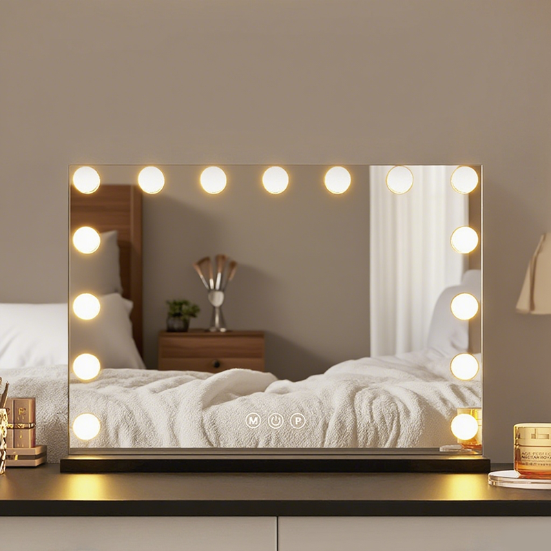 Hot-Selling 58x46cm Dimmable LED Light Bulbs Makeup Mirror Personalized Hotel Lighted Magnifying X10 Mirror Cosmetic Mirror