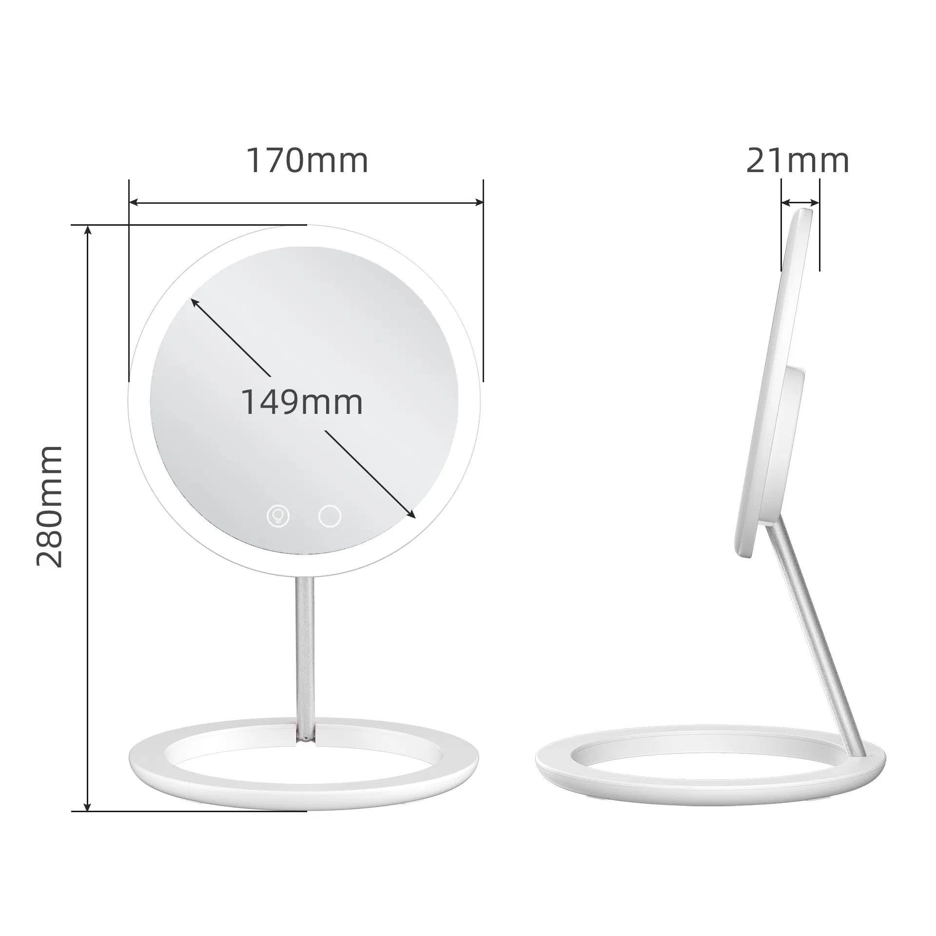 Hot-Sell Rotatable Foldable Travel LED Makeup Mirror - 3-Color Stepless Dimming, Magnetic Attachment, USB Rechargeable