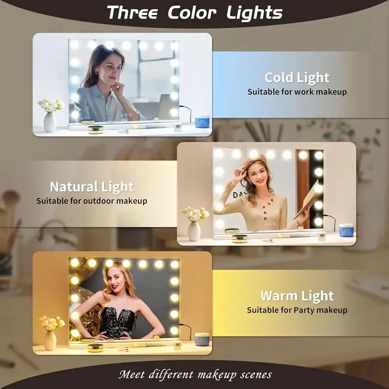 OEM ODM Lighted Makeup Mirror with 15 Dimmable LED Bulbs Tabletop Vanity Mirror Manufacturer