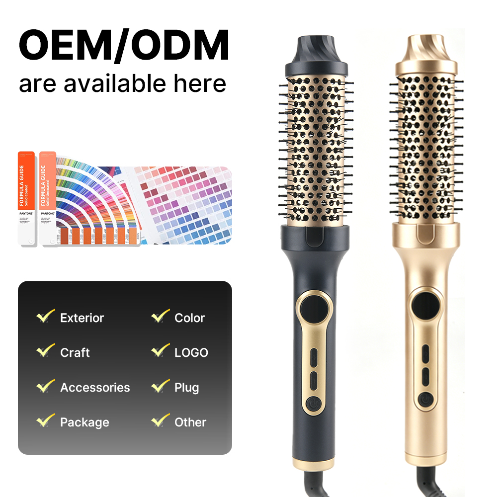 38mm Multi Temperature Settings Auto Shut-Off 1.5 Inch Electric Heated Thermal Brush Professional Electric Hair Curler Brush