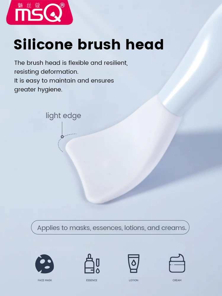 MSQ Blue 2-in-1 Flat Synthetic Hair Foundation &amp; Concealer Face Makeup Brush Thickened Aluminum Ferrule Plastic Handle