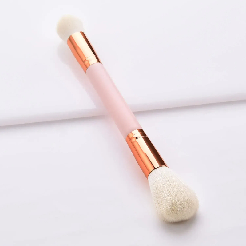 Single Professional Blush Brush Powder Brush for Daily Makeup Double Ended pink Make up Blush Cosmetic Brush