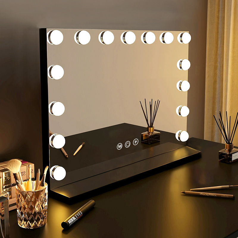 Hot-Selling 58x46cm Dimmable LED Light Bulbs Makeup Mirror Personalized Hotel Lighted Magnifying X10 Mirror Cosmetic Mirror