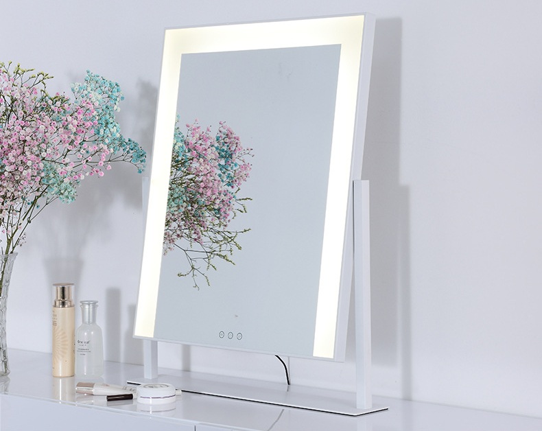 Modern Style for Hollywood LED Stripe Mirror 360 Degree Rotatable Adjustable Square Vanity Glass Metal Frame for Living Makeup