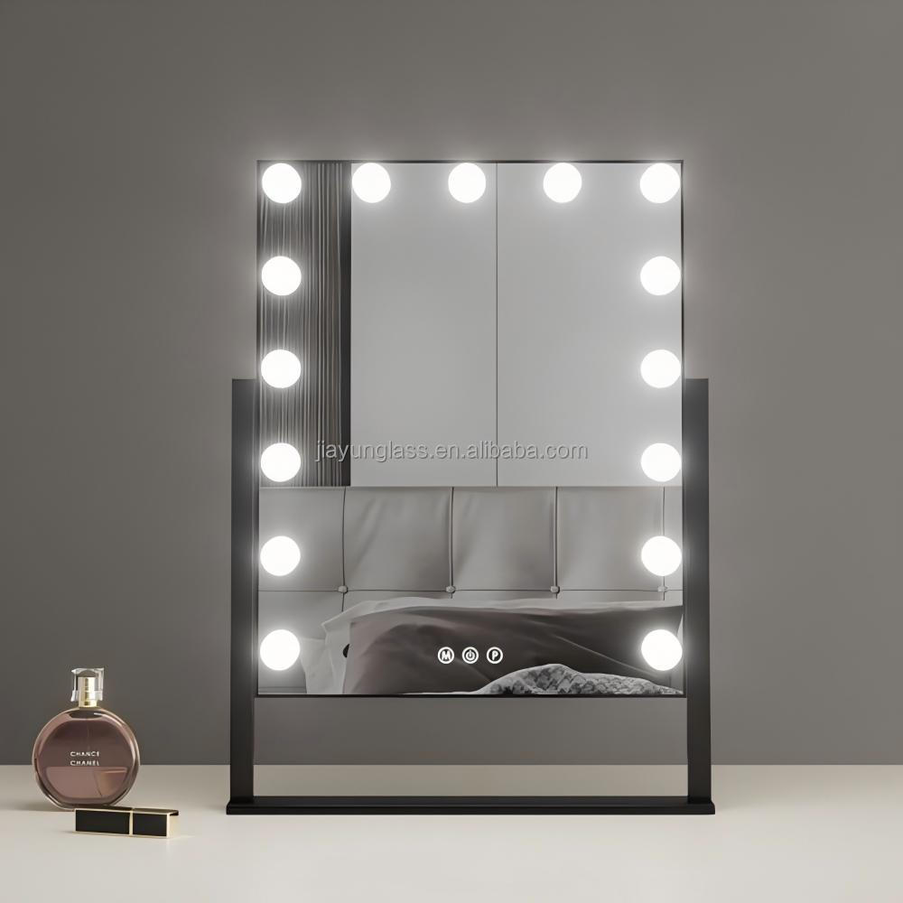 Desktop hollywood Style Smart Touch Screen Makeup Mirror 9 Bulbs Vanity Mirror with Light Bulbs 12 Lights