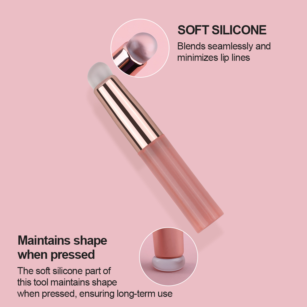 Single Professional Silicone Head Lip Brush Lip Balm Gloss Lipstick Applicator with Dust Cover Easy to Clean Lip Makeup Tools