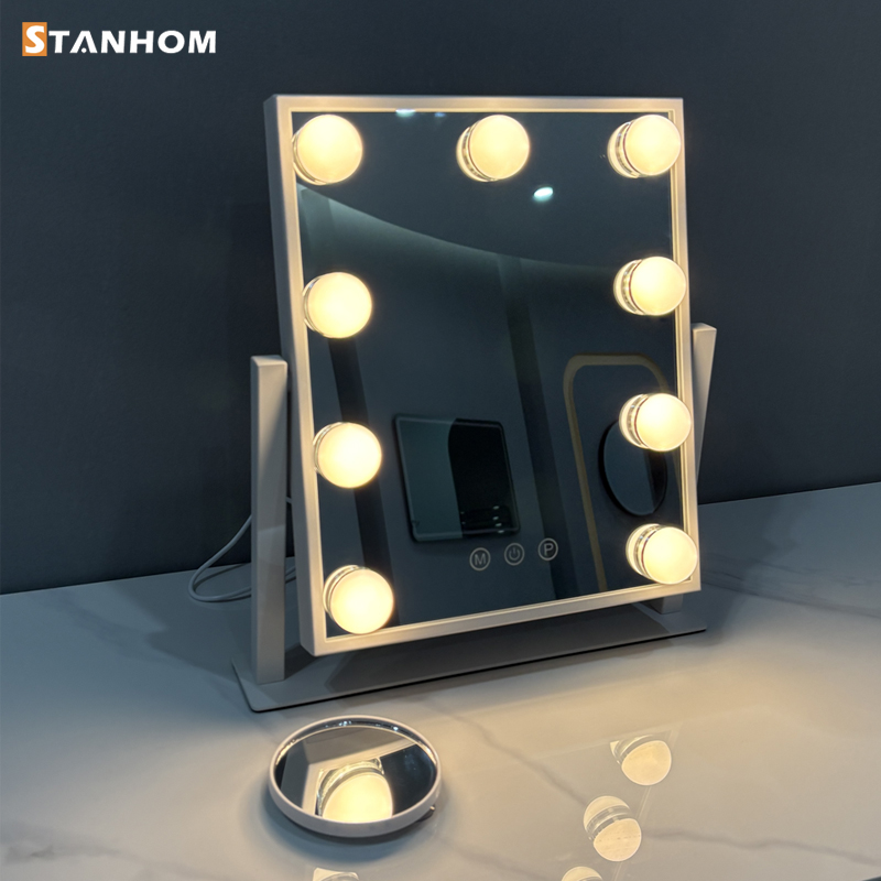 STANHOM 9 Bulbs Holly-wood Vanity Mirror Dimmable LED Makeup Mirror 3 Color Modes Smart Touch Control for Bedroom Dressing Table