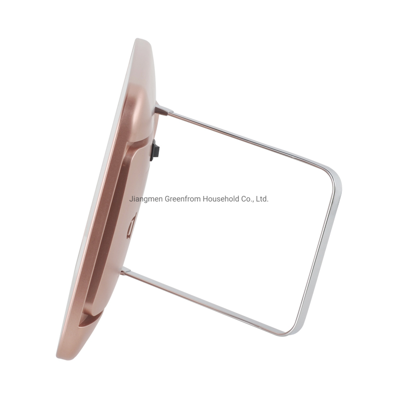 Portable Rose Gold LED Lighted Travel Desktop Make up Mirror
