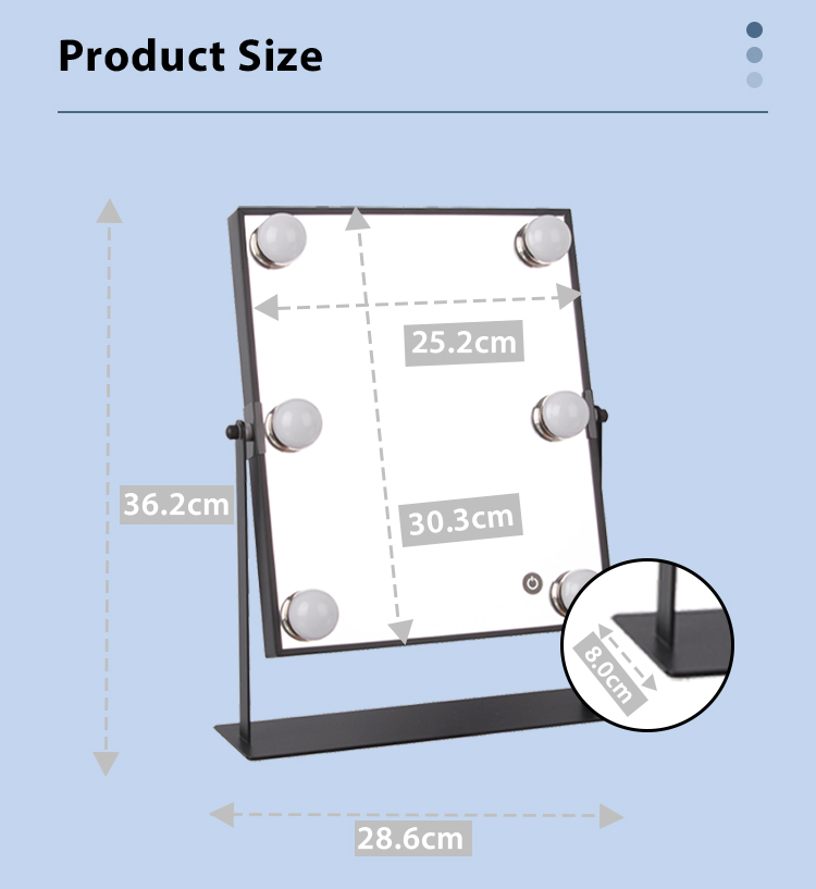 Wholesale LED Hollywood Desktop Vanity Mirror with Dimmable Bulbs Illuminated Makeup Mirror for Women Home Studio OEM