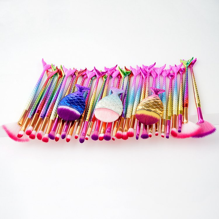 Mermaid Colorful Makeup Brush Set, 11PCS Make up Foundation Eyebrow Eyeliner Blush Cosmetic Concealer Brushes